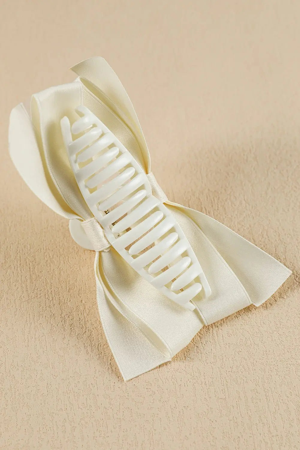 White Bow Decor Large Hair Claw Clip - Urban Elegance